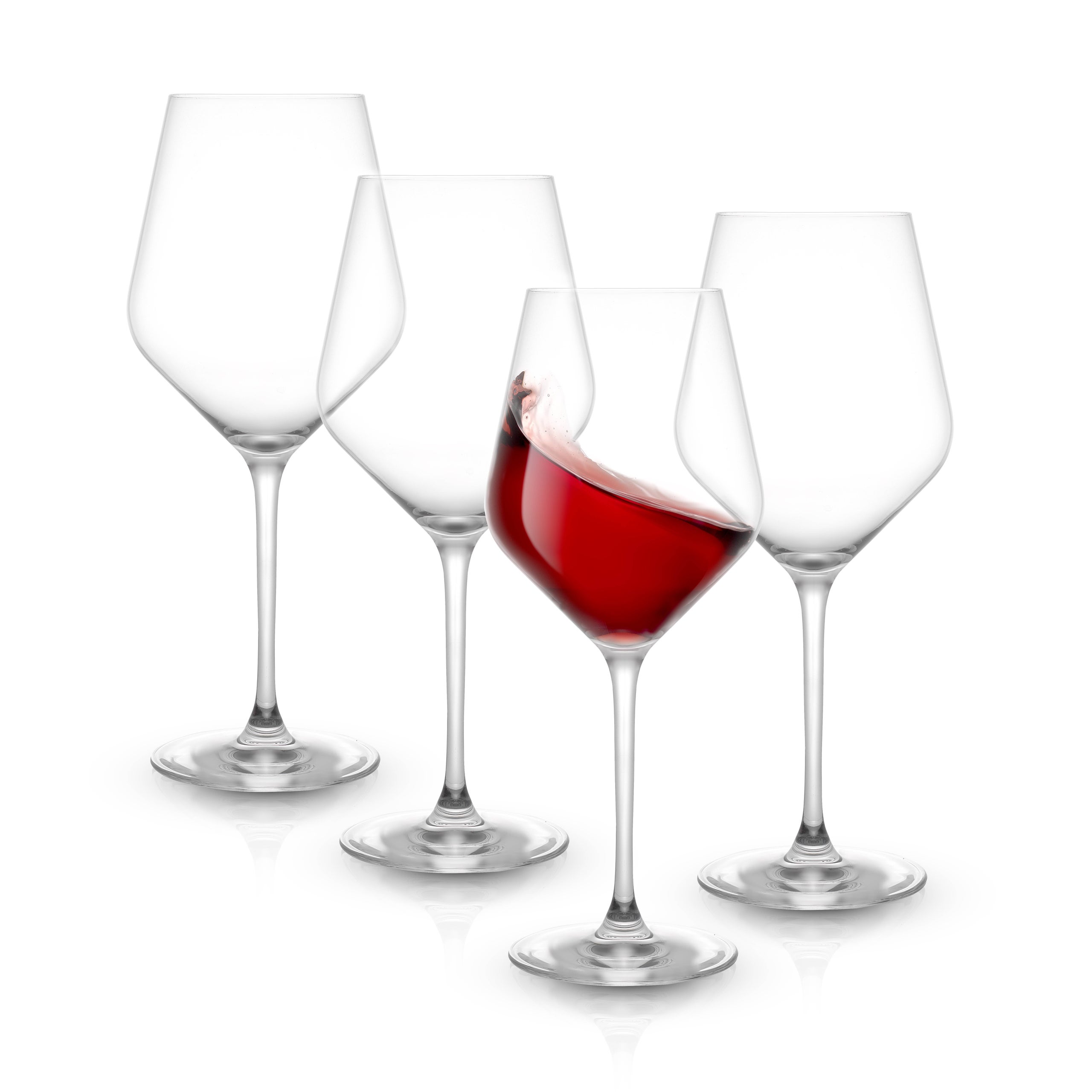 JoyJolt Layla Crystal Stemmed Red Wine Glasses, 17 Oz Set of 4
